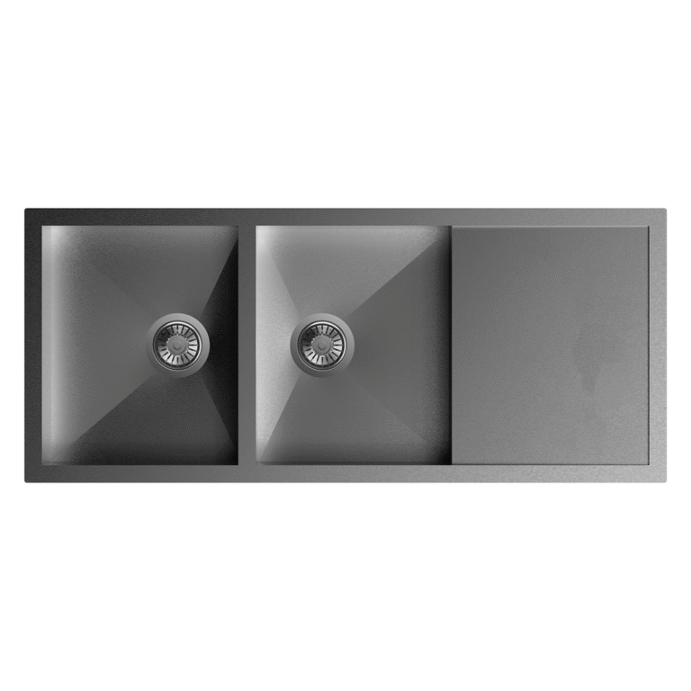 Quadro 1168 × 508 × 229 mm Double bowl + drainer kitchen sink