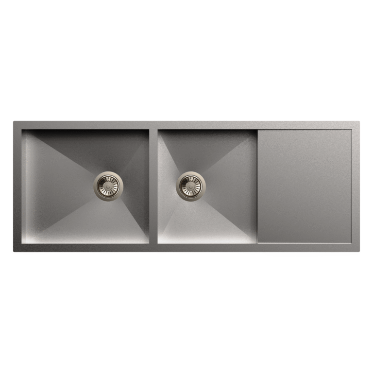 Quadro 1321 × 508 × 203 mm Double bowl + drainer kitchen sink